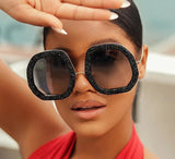 Oversized Diamond Shiny Sunglasses Women