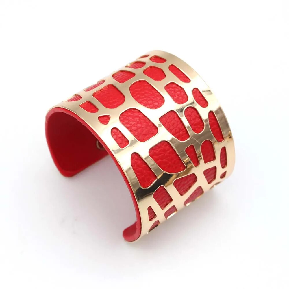 Punk Charm Leather Cuff Bracelet