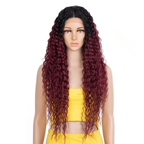 Red 30 Inch Noble Hair Long Wavy Synthetic Lace Wig