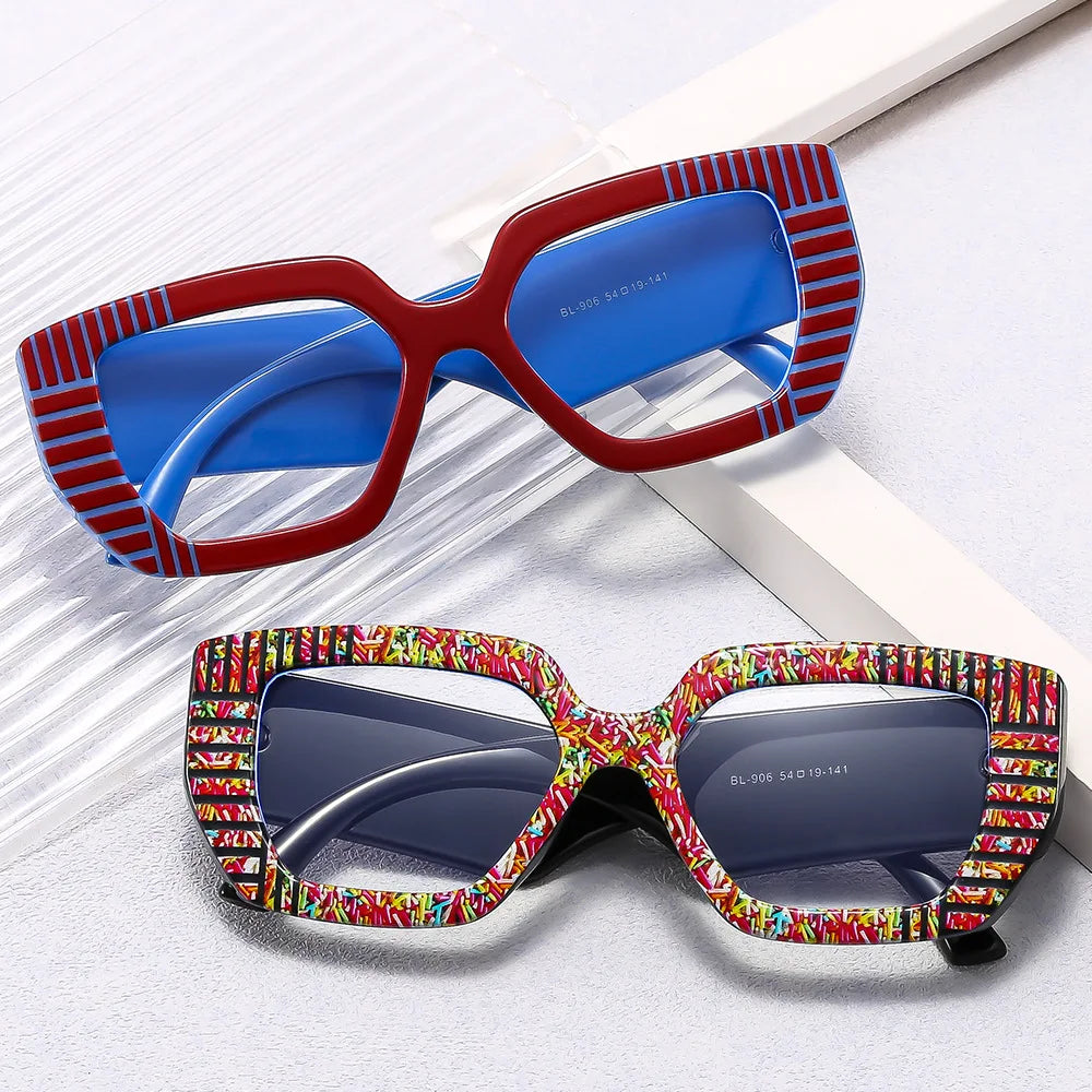 Modern Striped Wide-leg Sunglasses
