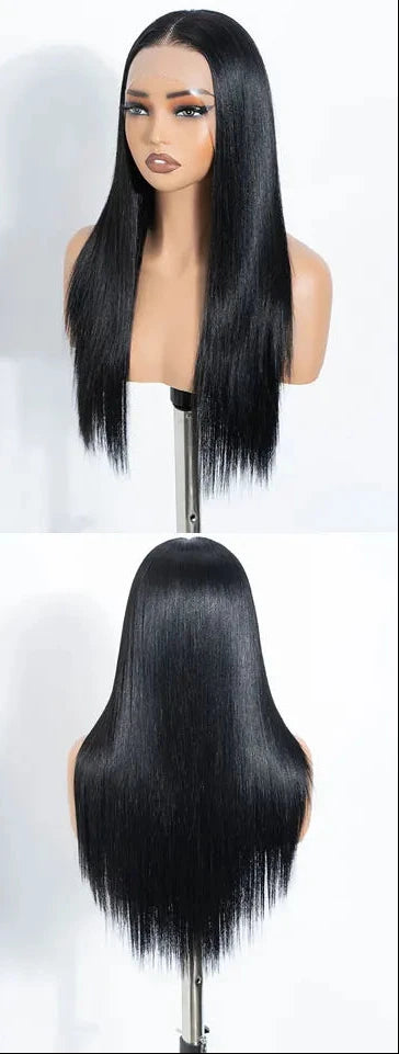 Black Streaks Straight 13X6 Synthetic Lace Front Wig