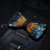 Green Fashion Handmade Feather Bowtie Suit Accessories