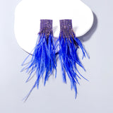 Rhinestone Big Feather Earrings