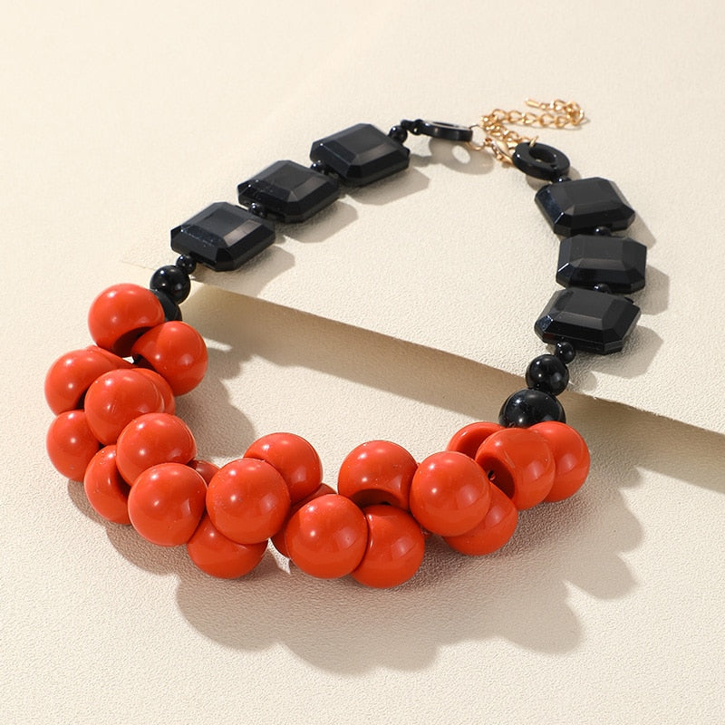 Colorful Beads Chain Resin Necklace