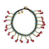 Retro Imitation Turquoise Starfish Water Droplet Tassel Bracelet