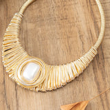 African Golden Bead Necklace Set