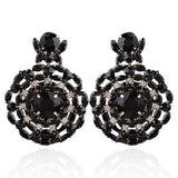 Rhinestone Black Round Earrings