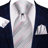White Sliver Hanky Cufflinks Set Neck ties