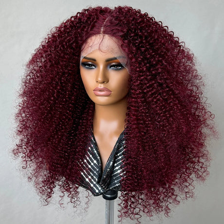 24 Inch Jerry Curl Synthetic Lace Kinky Curly Wigs