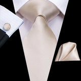 White Sliver Hanky Cufflinks Set Neck ties