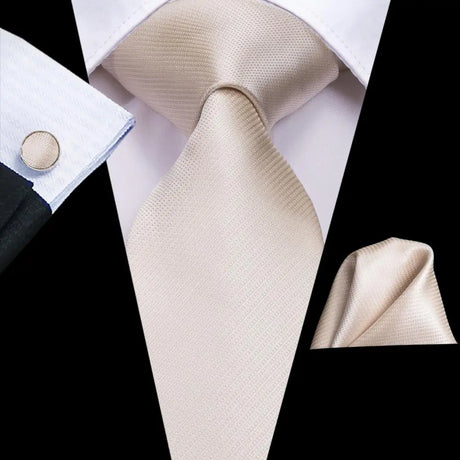 White Sliver Hanky Cufflinks Set Neckties