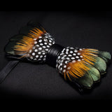 Orange Fashion Handmade Feather Bowtie Suit Accessories