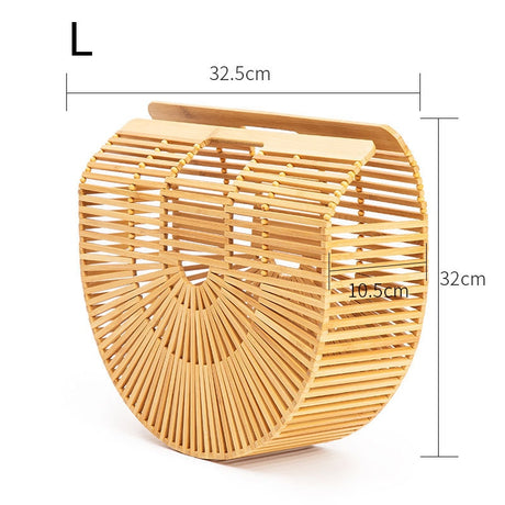 Straw Bamboo Semi-circular Handbag