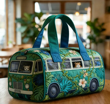 Green 3D Printed Quilted Hiking Camping Travel Bags