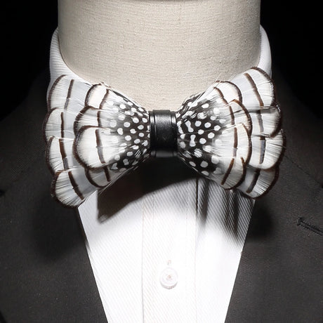 White Fashion Handmade Feather Bowtie Suit Accessories
