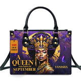 African Girl Print Leather Handbag