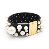 Elegant Pearl Leather Bracelet