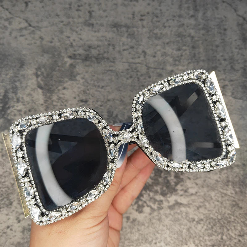 Retro Oversized Crystal Sunglasses