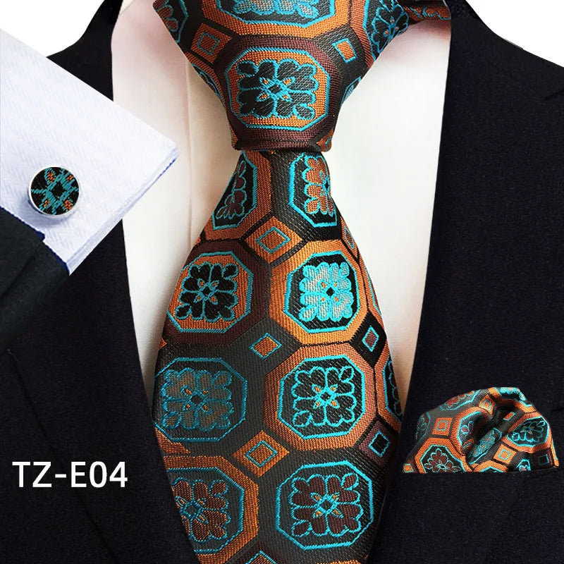 Royal Striped Paisley Pocket Square Cufflinks Necktie