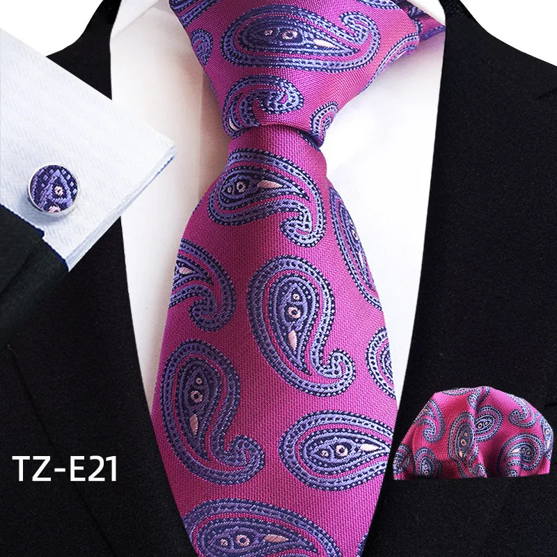 Royal Striped Paisley Pocket Square Cufflinks Necktie
