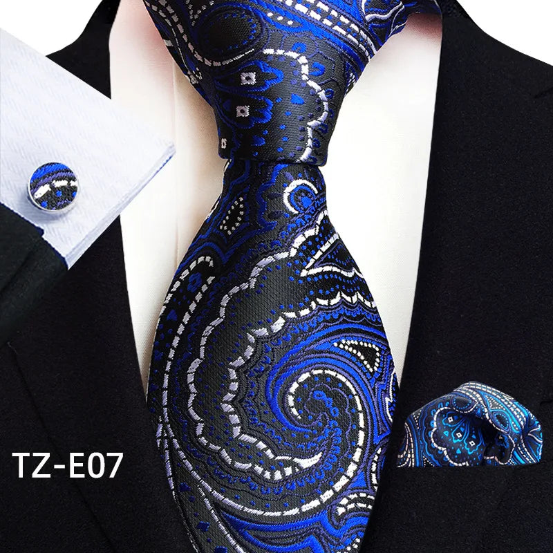 Royal Striped Paisley Pocket Square Cufflinks Necktie