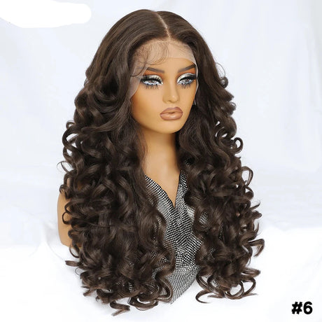 Brown HD Curly Pre Plucked 13X5X1 Latisha Synthetic Wigs