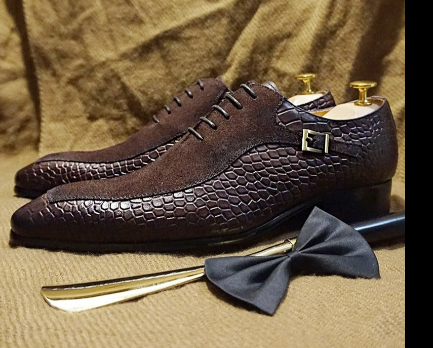 Crocodile Print Oxford Men Shoes