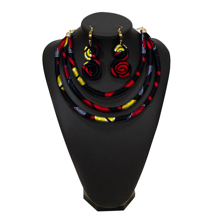 African Rope Necklace Fabric Set