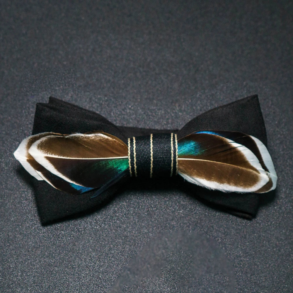 Black Brown Fashion Handmade Feather Bowtie Suit Accessories