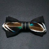 Black Brown Fashion Handmade Feather Bowtie Suit Accessories