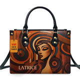 African Girl Print Leather Handbag