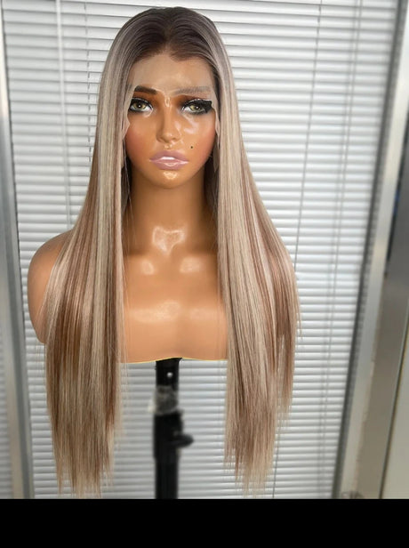 Ombre Highlight Long Synthetic Hair Wig