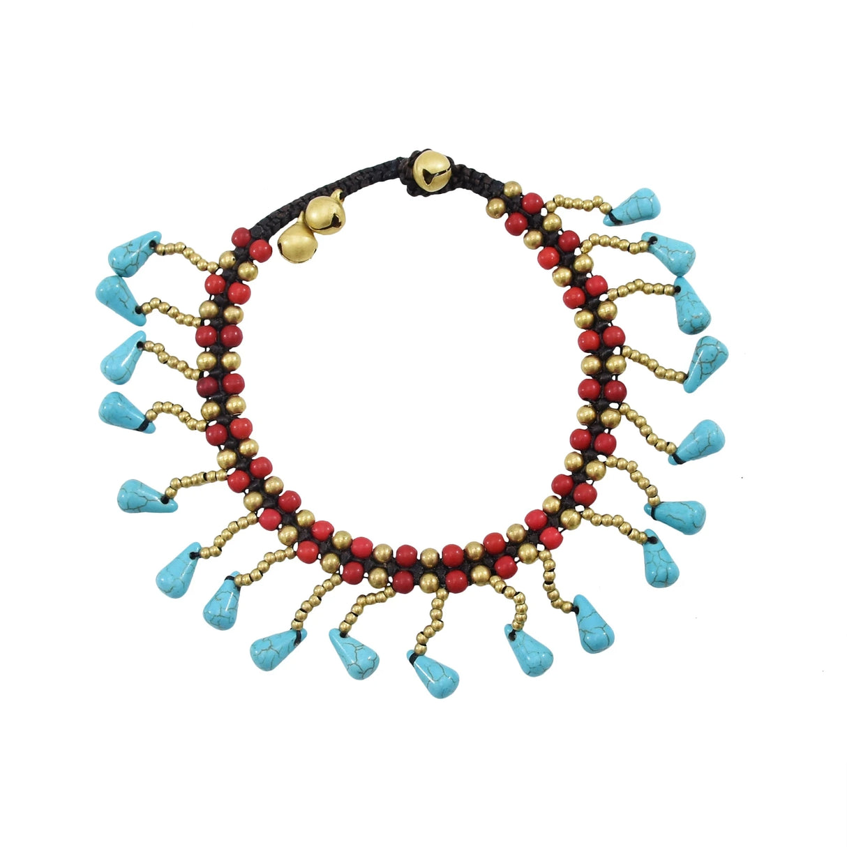 Retro Imitation Turquoise Starfish Water Droplet Tassel Bracelet
