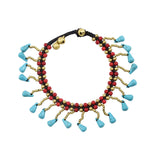 Retro Imitation Turquoise Starfish Water Droplet Tassel Bracelet