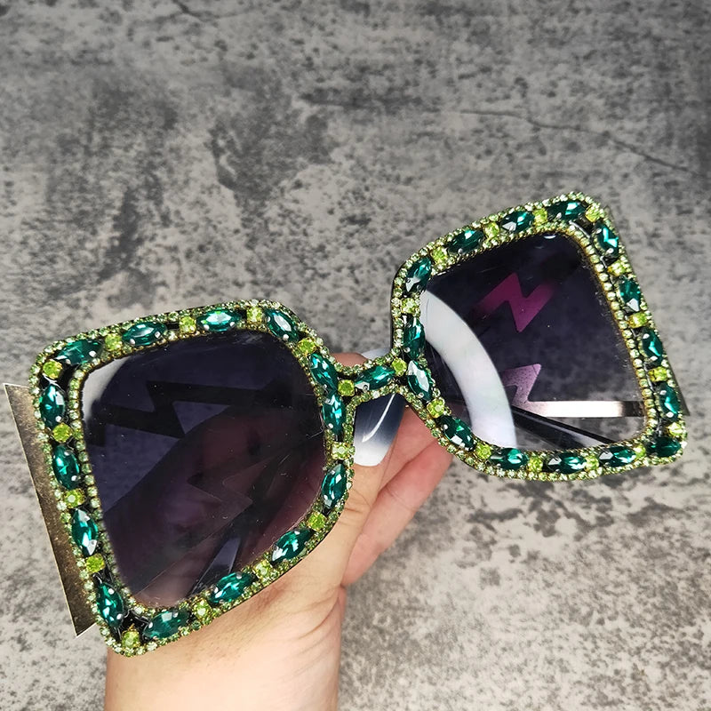 Retro Oversized Crystal Sunglasses