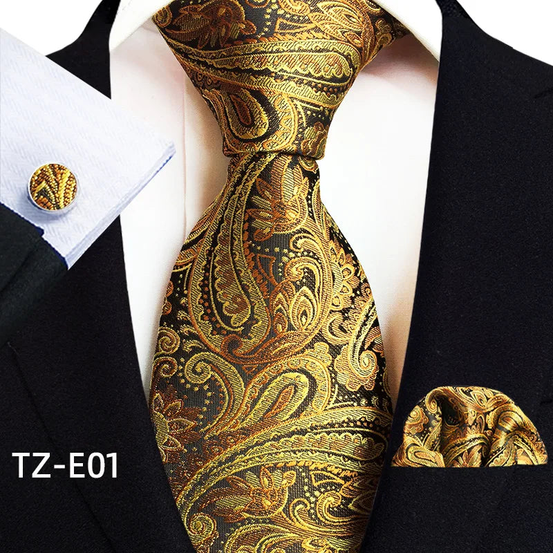 Royal Striped Paisley Pocket Square Cufflinks Necktie