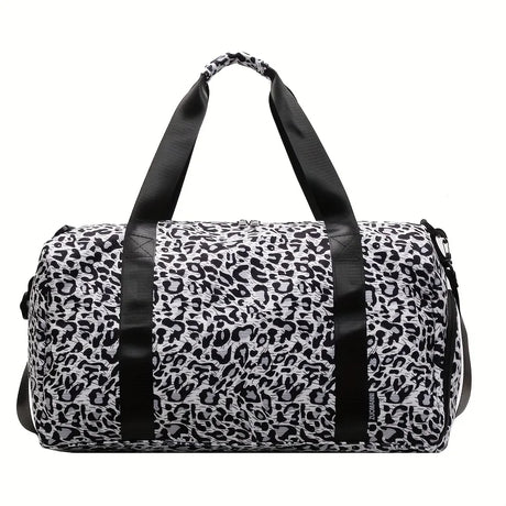 Gray Fashionable Lady's Leopard Print Large Capacity Travel Bag