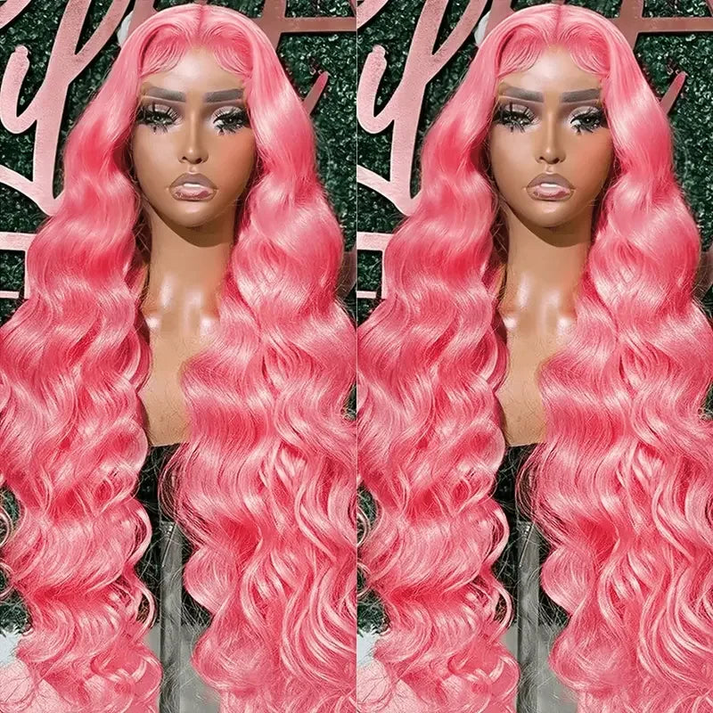 13x4 13x6 Pink Body Wave Transparent Lace Frontal Wigs