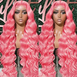 13x4 13x6 Pink Body Wave Transparent Lace Frontal Wigs