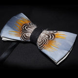 Orange Gray Fashion Handmade Feather Bowtie Suit Accessories
