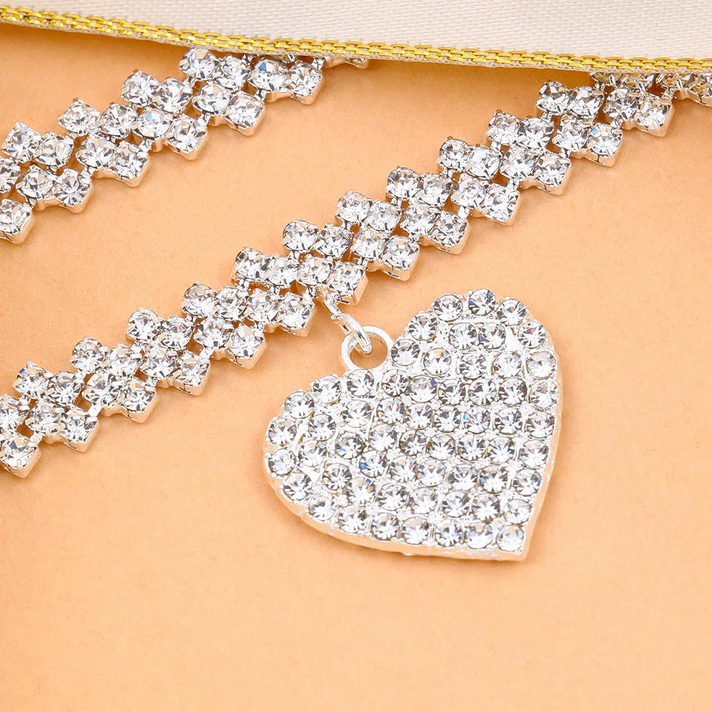 Shining Crystal Heart Anklet