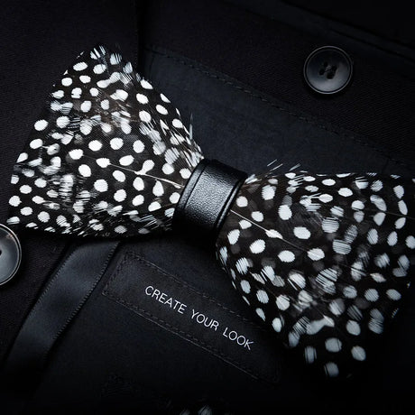 White Black Fashion Handmade Feather Bowtie Suit Accessories