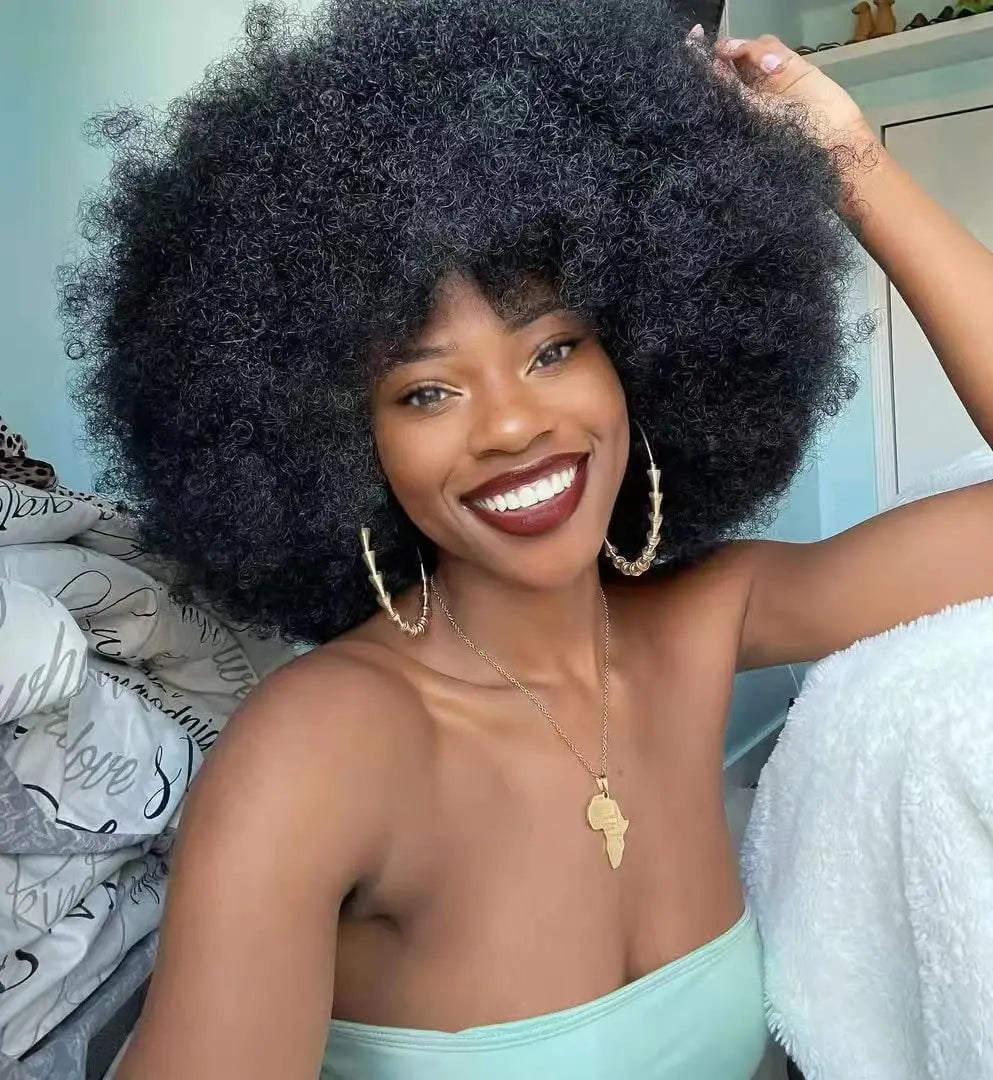 Afro Short Curly Kinky for Black Women Synthetic Wigs