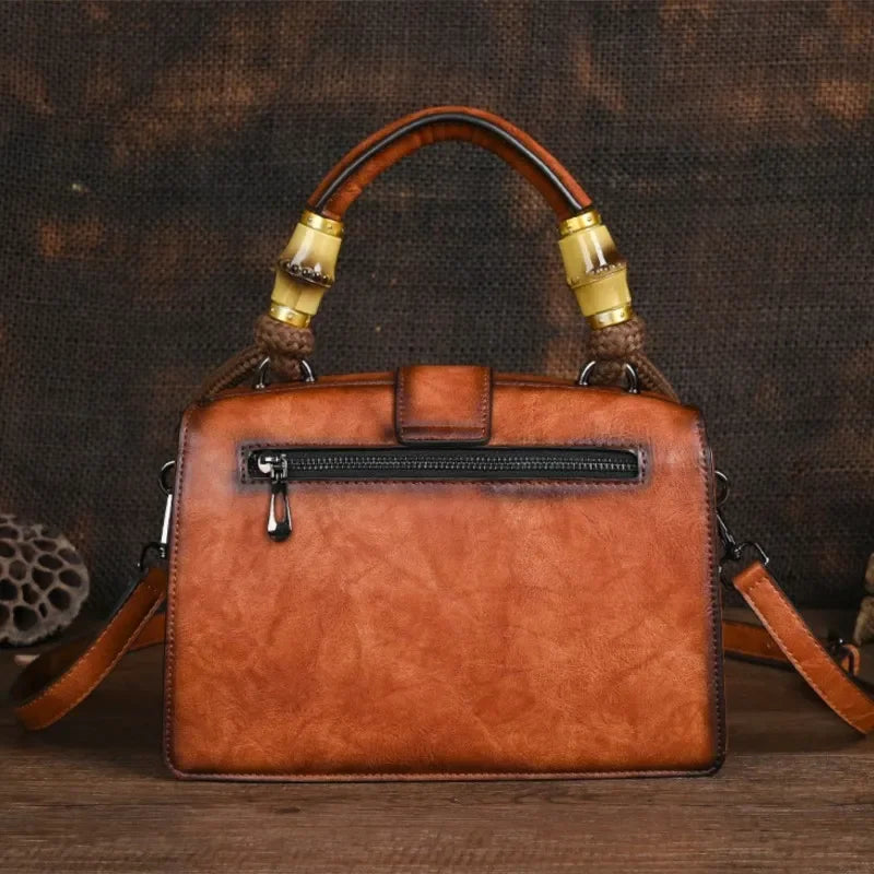 Vintage Floral Leather Carved Bag