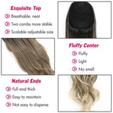 Ombre Blonde Weave Ponytail Clip In Hair Extension Synthetic Wig