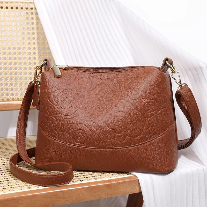 Solid Genuine Leather Handbag