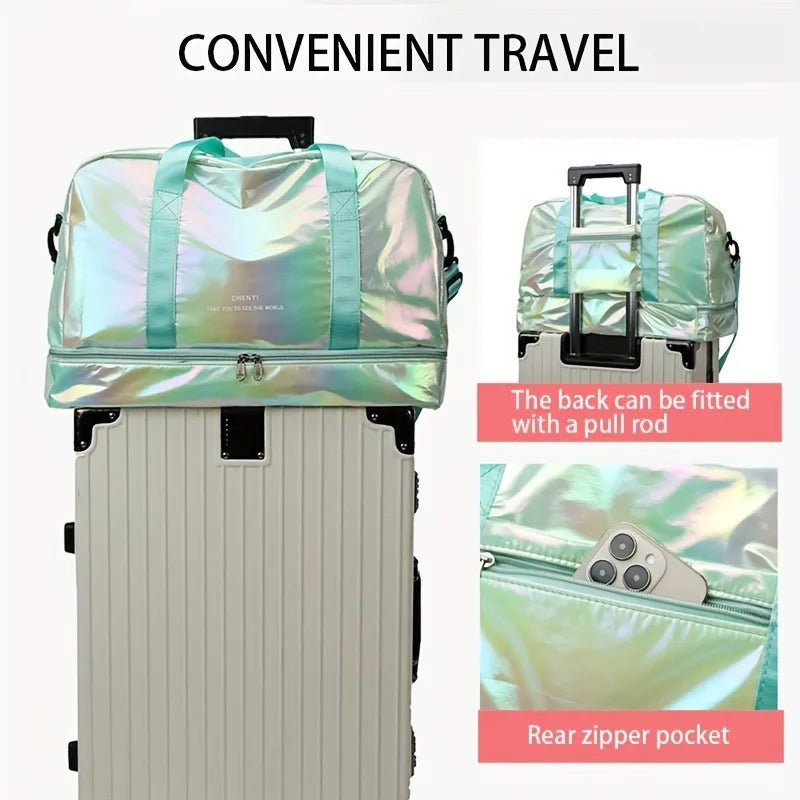 Lightweight Nylon Large Holographic Duffel Bag