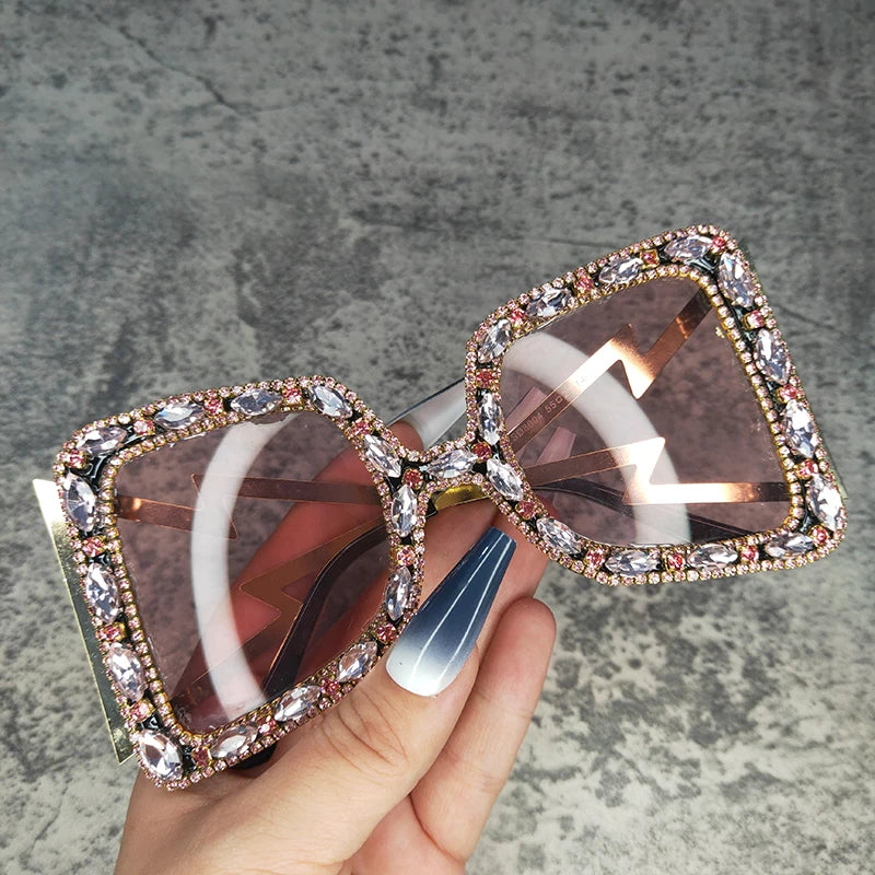 Retro Oversized Crystal Sunglasses