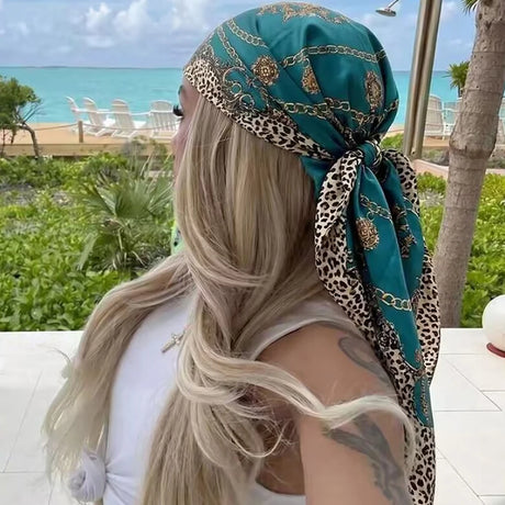 Bohemian Leopard Print Bandana Square Scarf
