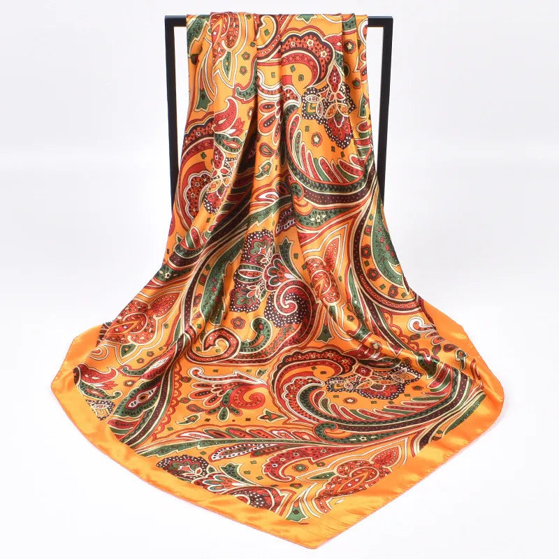 Headband Foulard Satin 90*90cm Silk Shawl Square Scarf